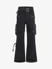 Multi-pocket Cargo Flared Pants