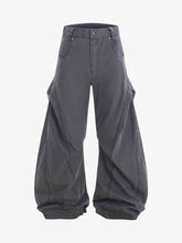 Vintage Distressed Pleated Barrel Pants