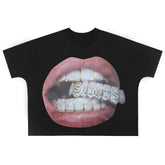 MIXED EMOTION Saint Diamond-studded Teeth Tee