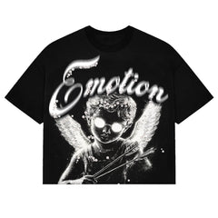 MIXED EMOTION Black “Pearl” Cropped Tee