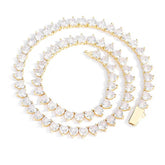 Women's Spring Clasp Heart Zirconia Tennis Necklace #CHA150