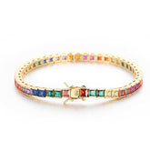 Men's Micro-paved Square Colored Zirconia Tennis Bracelet #CHA033