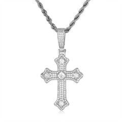 Men's Cross Micro-Inlaid Zirconia Pendant Necklace