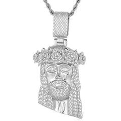 Men's Wreath Head Zircon Pendant Necklace