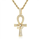 Men's Eye of Horus Ankh Cross Pendant Zircon Necklace