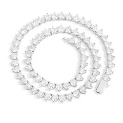 Women's Spring Clasp Heart Zirconia Tennis Necklace #CHA150