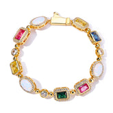 Women's Colored Gemstone Zirconia Cuban Bracelet #CHA327