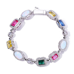 Women's Colored Gemstone Zirconia Cuban Bracelet #CHA327