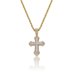 Men's Cross Colored Zirconia Pendant Necklace