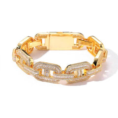 Men's Full Diamond Pig Nose Zircon Cuban Bracelet #CHA039