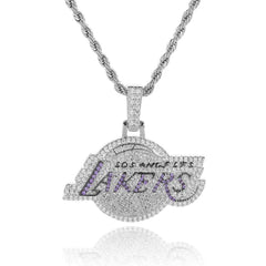 Men's Lakers Team Pendant Micro-Inlaid Zirconia Necklace
