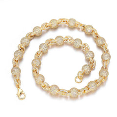 Men's Diamond Round Bead Zircon Necklace