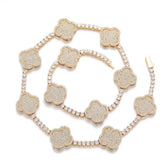 Women's Spring Buckle Four-leaf Clover Zircon Necklace #CHA281