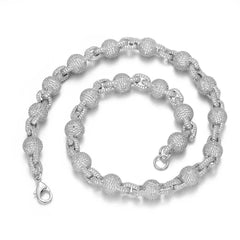 Men's Diamond Round Bead Zircon Necklace