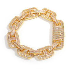 Men's Full Diamond Pig Nose Zircon Cuban Bracelet #CHA039