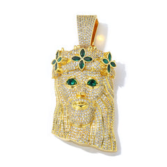 Men's Four-leaf Clover Portrait Zircon Pendant Necklace