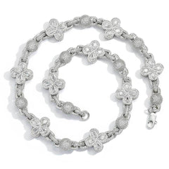 Women's Round Bead Four-Leaf Clover Zirconia Necklace #CHA288