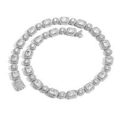 Men's Square Round Zircon Rock Candy Necklace #CHA116