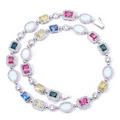Women's Colored Gemstone Zirconia Necklace #CHA327