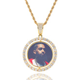 Men's Rotatable Round Photo Frame Pendant Necklace