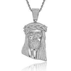 Men's Retro Human Head Zircon Pendant Necklace