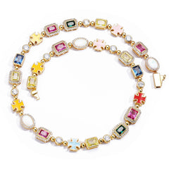 Women's Colored Gemstone Zirconia Necklace #CHA284