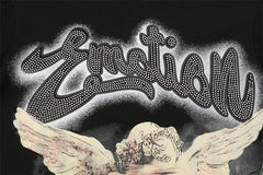 MIXED EMOTION Black “Rhinestone” Cropped Tee