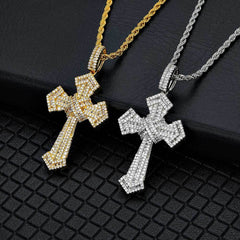 Men's Mixed Zirconia Cross Pendant Necklace