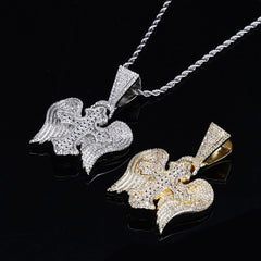 Men's Cross Wings Zircon Pendant Necklace