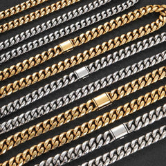 Men's Flap Clasp Stainless Steel Cuban Necklace #CHA016