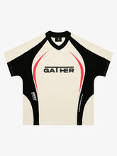 Contrast Color Stitching V-neck Short-sleeved T-shirt