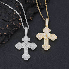 Men's Broken Heart Cross Pendant Necklace