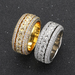 Men's Rotatable Micro-paved Zirconia Cuban Ring