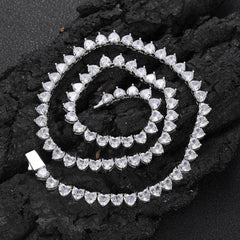 Women's Spring Clasp Heart Zirconia Tennis Necklace #CHA150