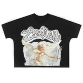 MIXED EMOTION Black Rhinestone Cropped Tee