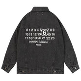 Numbers Print Denim Jacket