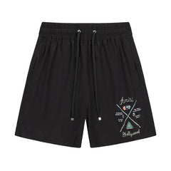 Pool Cue Straight-Leg Mid-Length Logo-Print Swim Shorts