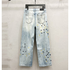 Blue MA Quad Embroidered Flare Jeans