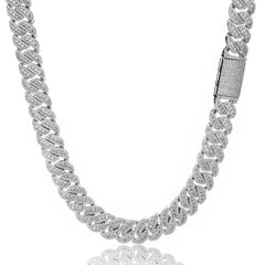 Men's Flap Clasp Diamond Zircon Cuban Necklace #CHA335