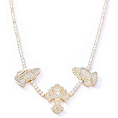 Men's Cross Praying Hands Zirconia Necklace #CHA315