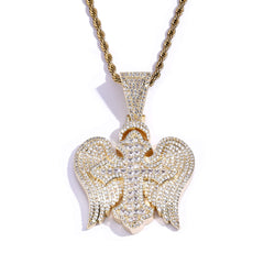 Men's Cross Wings Zircon Pendant Necklace