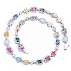 Women's Colored Gemstone Zirconia Necklace #CHA284