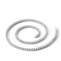 Men's Spring Clasp Stainless Steel Tennis Zirconia Necklace #CHA054