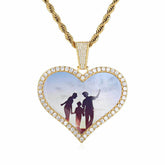 Women's Heart Frame Pendant Copper Inlaid Zirconia Necklace