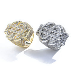 Men's Dollar Sign Diamond Zircon Ring