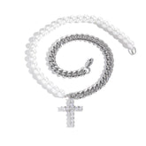 Women's Mixed Pearl Cross Pendant Necklace #ZZ002