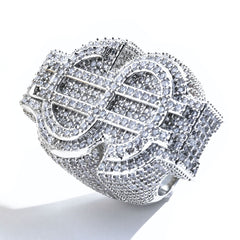 Men's Dollar Sign Diamond Zircon Ring