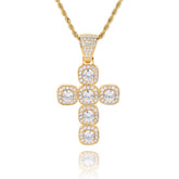 Men's Rock Sugar Cross Pendant Zircon Necklace