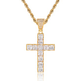 Men's Square Zirconia Cross Pendant Necklace