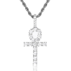 Men's Cross Pendant Zirconia Necklace